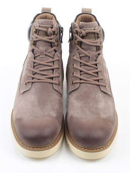 05-H50119M-3 GRAY/BROWN Ботинки зимние мужские (натуральная кожа, натуральный мех)