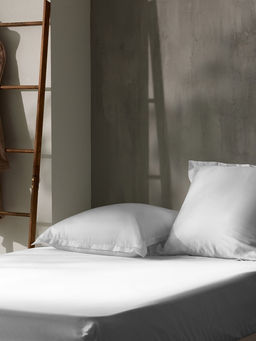 Простыня на резинке 2-спальная SL Home Tencel, 180×200+30 см, тенсель, белая