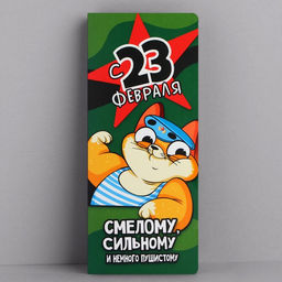 Цена за 10 шт. Открытка с местом для шоколадки 23 февраля: Самому смелому