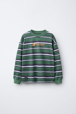 WOVEN STRIPE T-SHIRT WITH SLOGAN
