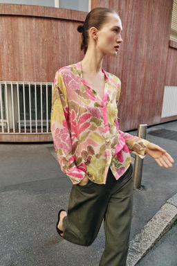 BLUSA ESTAMPADO FLORAL ABALORIOS / Multicolor - Zara фото 3