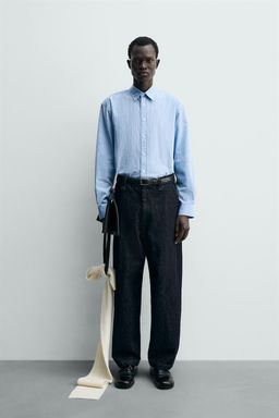 Рубашка CAMISA RELAXED FIT RAYAS голубая