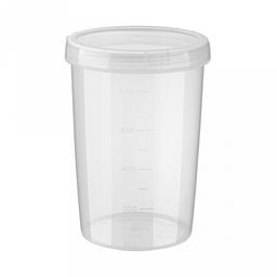 Банка для сыпучих продуктов пластмассовая 1,0л "Твист", д10см, h15см, закручивающаяся крышка, с мерным делением, прозрачный, Phibo (Россия)