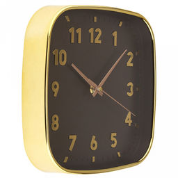Часы настенные "Эдем" 21,3х21,3х4см, мягкий ход, циферблат шоколадный; цифры арабские, золотой; корпус пластик, золотой; в коробке (Китай)