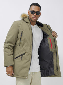 Парка мужская зимняя удлиненная с мехом бежевого цвета 606_1B - Wonderrman фото 16