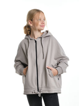 Толстовка на молнии с капюшоном 22-7640 серый - Mini maxi фото 3