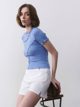 CONTE CON-660 Белые джинсовые шорты разрезами white