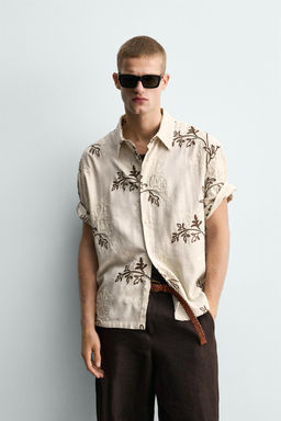 CAMISA RELAXED FIT  BORDADO FLORAL / Crudo - Zara фото 2