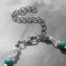 Браслет на ногу QF «Морская звезда», бело-голубой в серебре, 23.5 см + удлинитель 4.5 см