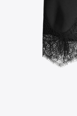 LACE TRIM SATIN MIDI SKIRT - Zara фото 12