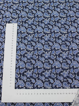 Импорт. хлопок Синие огурчики на чернильном, ш.1.48 м, хл-100%, 100гр/м.кв - Купава фото 4