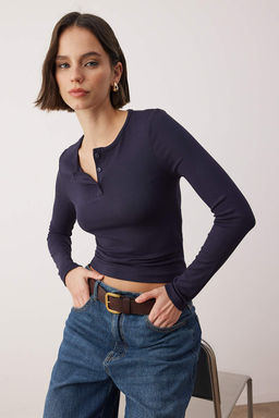 Ekru Fitted/Vucuda Oturan Bisiklet Yaka Dugmeli Orme Bluz TWOAW26BZ00140 - Trendyolmilla фото 6