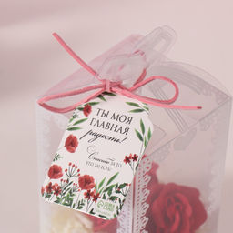 Набор подарочный Мишка в платье, мыльные красные розы 5 шт., роса, 7?7?12 см - Simaland фото 5