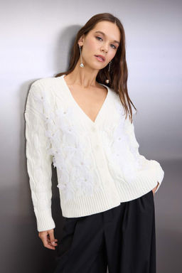 Ekru Genis Kal?p Tul Garnili Triko H?rka TWOAW26HI00255