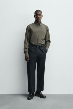 CAMISA SLIM FIT / kaki-med