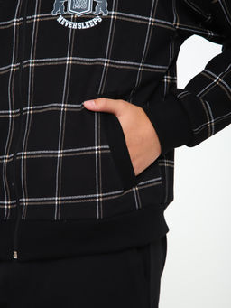 Толстовка бомбер Колледж черная клетка Ладошки  фото 11