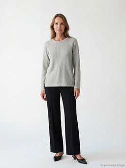 Bisiklet Yaka Desenli Kad?n Triko Kazak