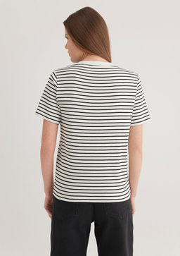 Mavi Logo Bask?l? Siyah Cizgili Tisort  фото 5