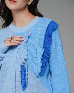 Авторский вязанный джемпер с БАХРОМОЙ 100% ХЛОПОК