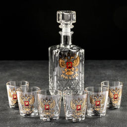 Набор питьевой «Герб России», 7 предметов: графин 500 мл, стопка 50 мл, 6 шт.
