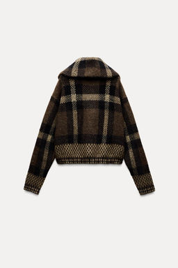 CHECKED KNIT BOMBER JACKET - Zara фото 5