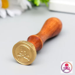 Печать для сургуча с деревянной ручкой «Череп с костями», 9×2.5×2.5 см