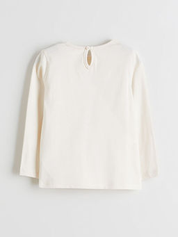 Bisiklet Yaka Bask?l? K?z ?ocuk Ti??rt