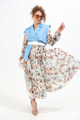 Платье NIKVA н904-4 голубой+акварель  фото 3