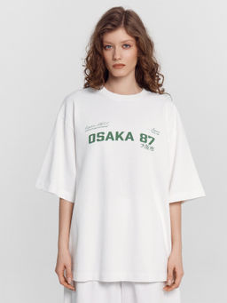 Комплект женский белый с принтом и надписью "Osaka 87"