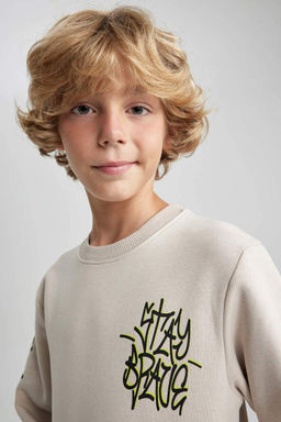 Новый свитшот обычного кроя с круглым вырезом для мальчиков - Defacto фото 6