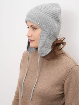 Шапка из кашемира 04341 серо-голубая