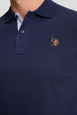 Erkek Lacivert Regular Fit Polo Yaka Basic Ti__rt