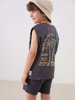 Bisiklet Yaka Bask?l? Erkek ?ocuk Atlet