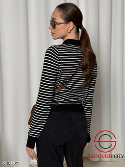 Свитер-поло в полоску женский