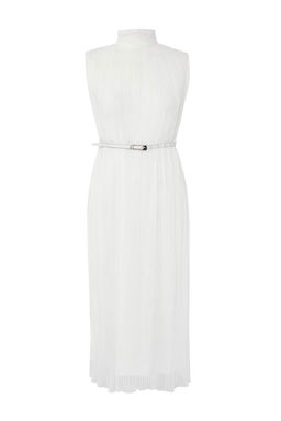 TRENDYOLMILLA Bordo Kemerli Duz Kesim Piliseli Midi Astarl? Sifon Dokuma Elbise TWOSS25EL00118  фото 22