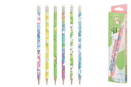 Цена за 5 шт. Карандаш ч/гр. BASIR "DINO", HB, с ластиком (МС-6391) корпус с рисунком