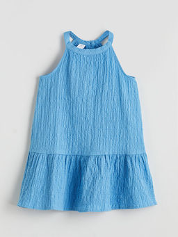 Halter Yaka Dokulu K?z ?ocuk Elbise