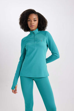 DeFactoFit Футболка с длинным рукавом и воротником стандартной посадки с принтом  фото 4