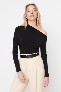 TRENDYOLMILLA Tas Slim C?tc?tl? Asimetrik Yaka Esnek Orme Body TWOAW22BD0178  фото 3