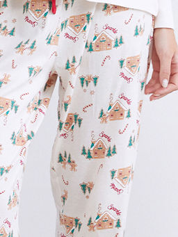 Beli Lastikli Y?lba?? Temal? Kad?n Pijama Alt?