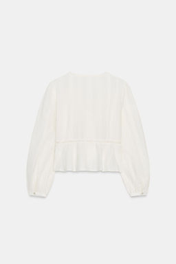 BLUSA ROM?NTICA BORDADOS / Crudo - Zara фото 7