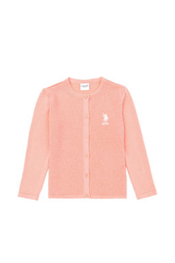 Трикотажный кардиган цвета лосося для девочки