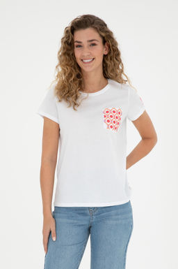 Женская белая футболка с круглым вырезом Неожиданная скидка в корзине