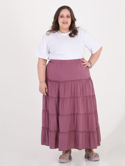 Длинная летняя юбка больших размеров ярусы - Almond фото 2