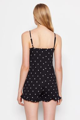 Siyah %100 Pamuklu Puantiye ve Kalpli F?rf?rl? Ip Ask?l? Orme Tulum THMSS23TU00003 - Trendyolmilla фото 5