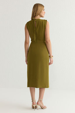 Yag Yesili A Kesim Midi Dokuma Krep Elbise TWOSS25EL00013 - Trendyolmilla фото 6