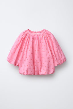 BLUSA ABULLONADA ESTAMPADA FLORES / Rosa