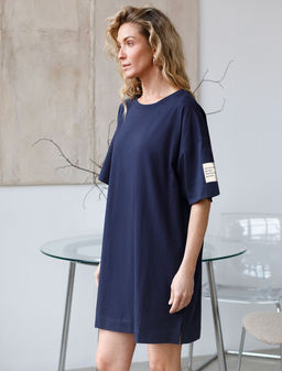 Свободное платье-футболка с разрезами и принтом из 100% хлопка