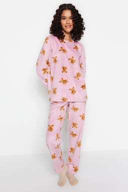 Pembe Polar Ay?c?kl? K?sl?k Orme Pijama Tak?m? THMAW24PT00272