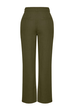 Haki %100 Keten Yuksek Bel Wide Leg Pantolon TWOSS24JE00246 - Trendyolmilla фото 12